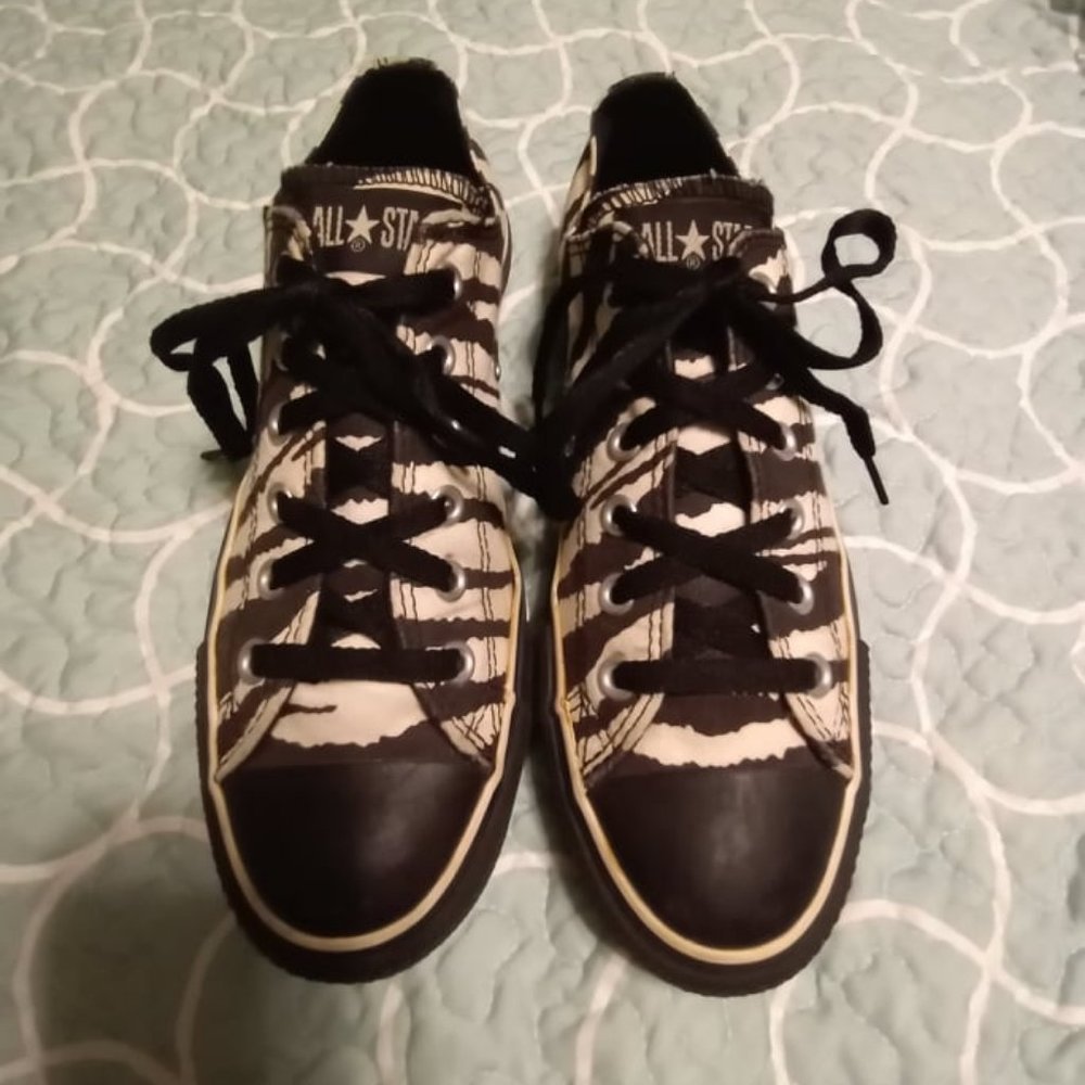 Converse Custom Zebra Print Lo Tops Sneakers 9 - image 2